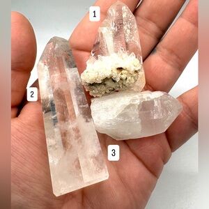 Set of 3 Clear Quartz Crystals- Cluster, Tower & Point